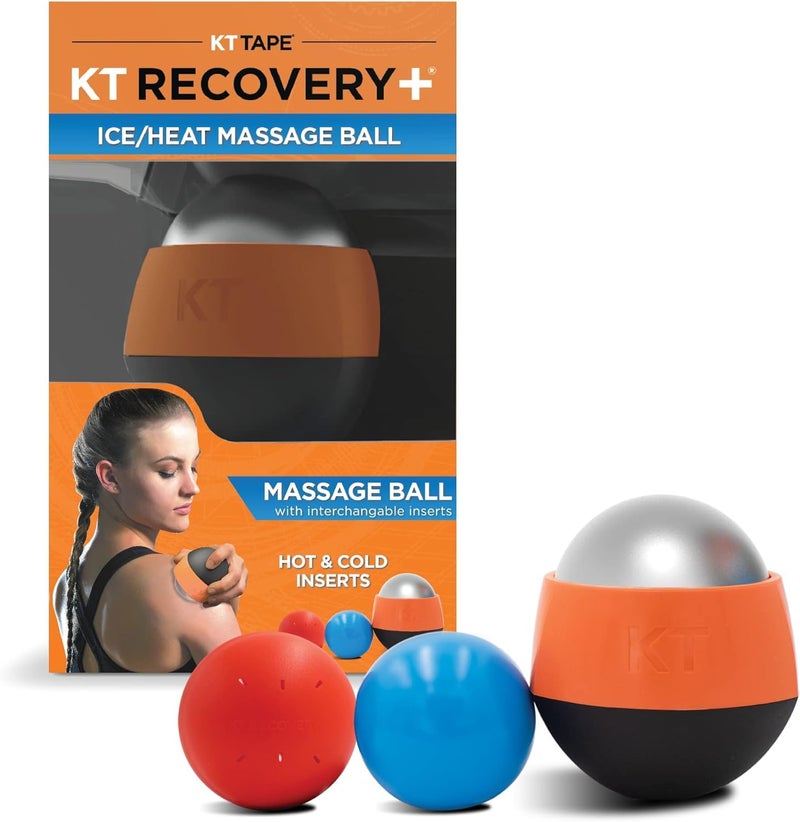 KT TAPE كرة تدليك علاجية بالثلج/الحرارة من KT Health لتخفيف آلام العضلات والتوتر، أسود/برتقالي - Image 1